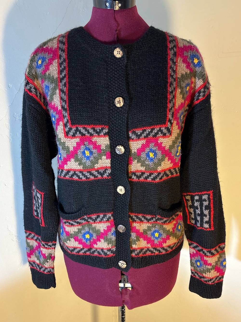 Premium vintage 100% wool L.L. Bean thick hand knit cardigan